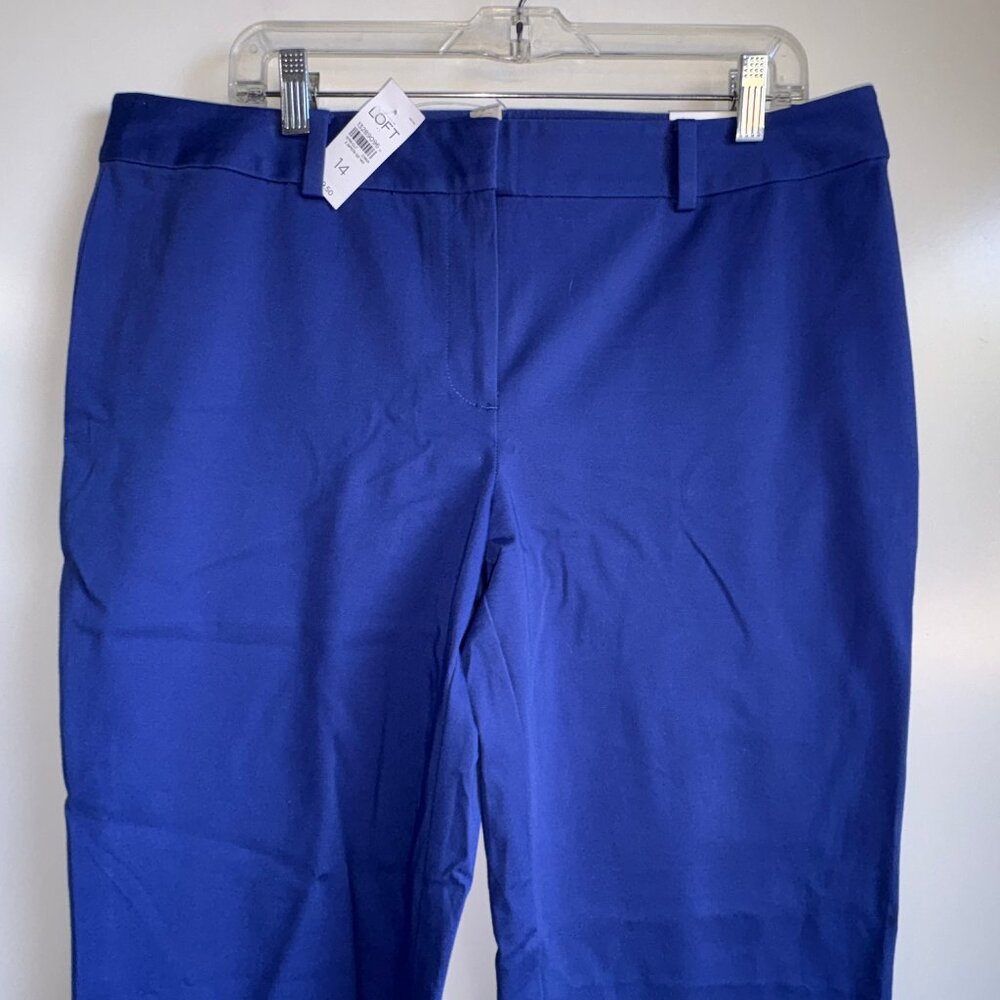 NWT LOFT Original Crop Chino Pants Size 14 Blue - Picture 2 of 11